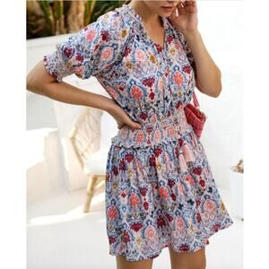 Anthropologie Roller Rabbit Ikat Paisley Fiorella Midi Dress Size Small NWT